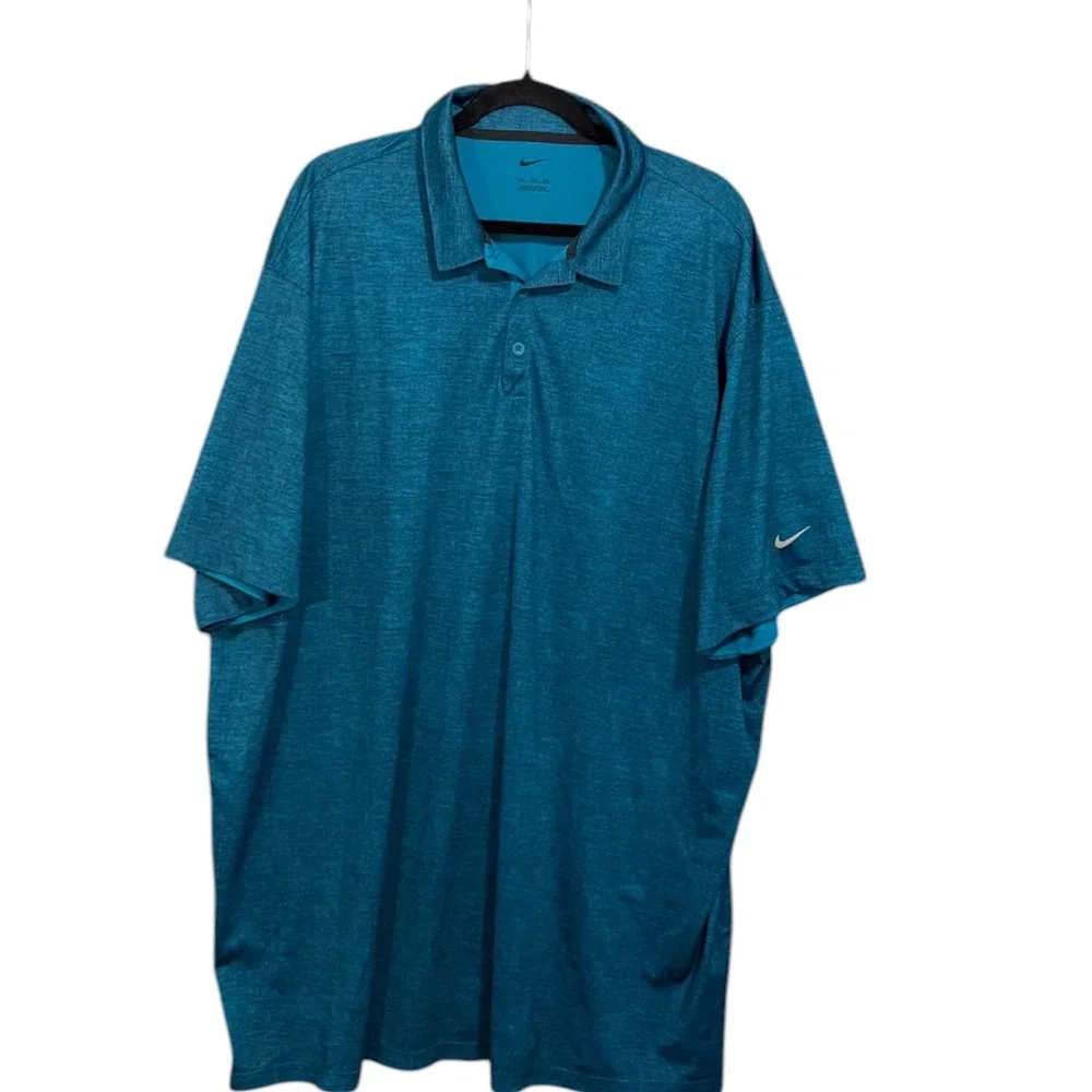 Nike Golf Dri-FIT Polo Shirt Mens 3XL Teal Blue Heathered Performance Sporty